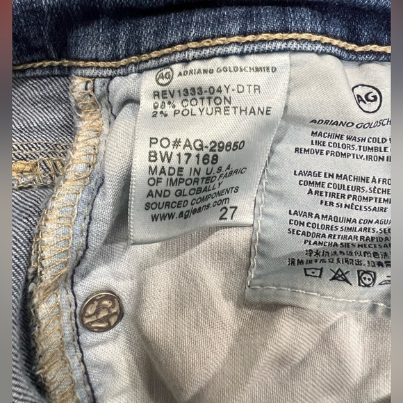 AG Adriano Goldschmied Jeans 27 Ankle Crop Cuffed Distressed Boho Mid Rise - Picture 16 of 16